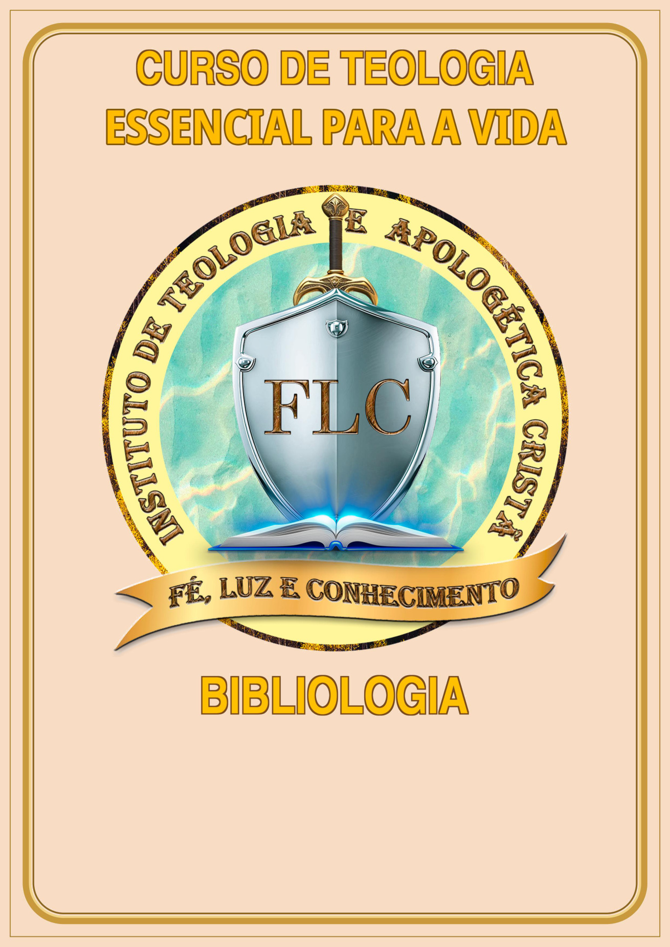 Capa do Módulo 02 — Bibliologia, com o título institucional corrigido para Curso de Teologia Essencial Para a Vida